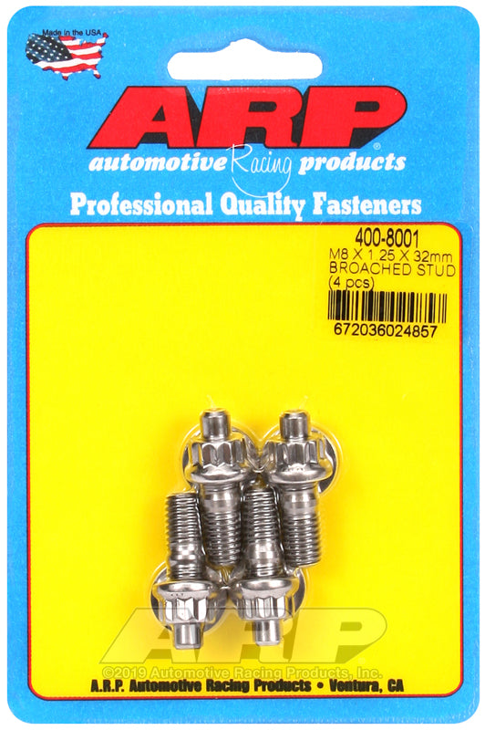 ARP M8 x 1.25 x 32mm Broached 4 Piece Stud Kit