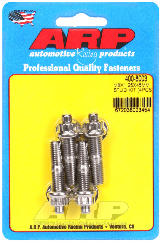 ARP M8 x 1.25 x 45mm Broached 4 Piece Stud Kit