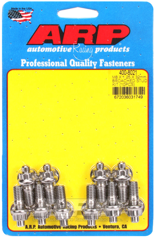 ARP M8 x 1.25 x 32mm Broached 10 Piece Stud Kit