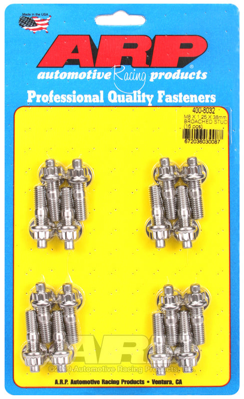 ARP M8 x 1.25 x 38mm Broached Stud Kit (16 pieces)