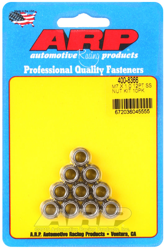 M7 X 1.0 12PT SS NUT KIT 10PK