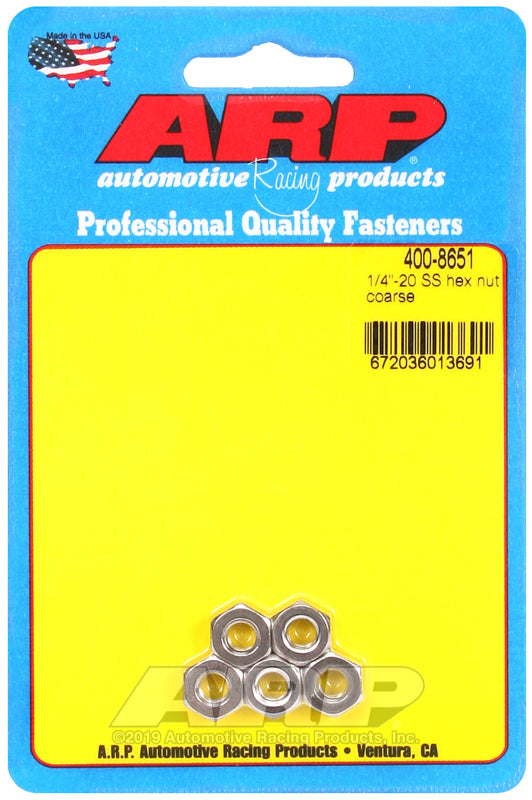 1/4-20 SS HEX NUT COARSE 5PK