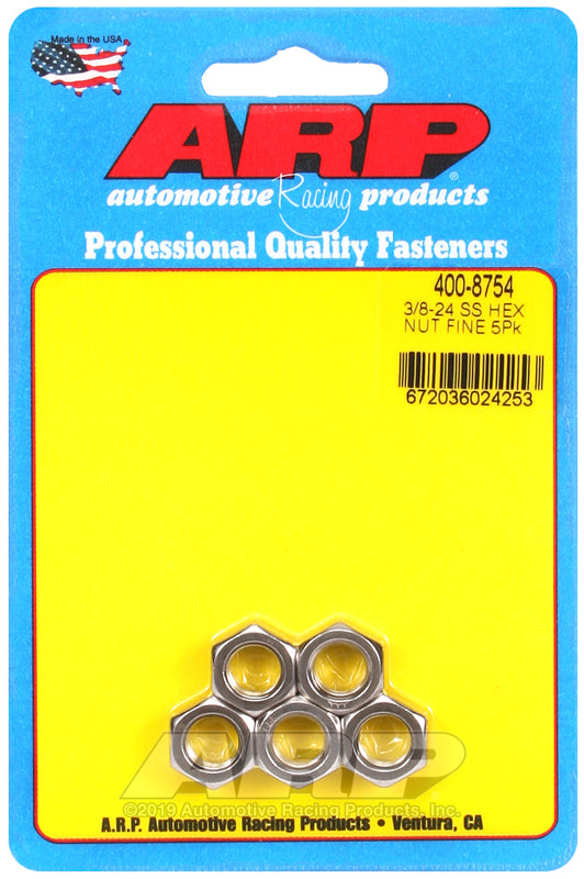 3/8-24 SS HEX NUT FINE 5PK