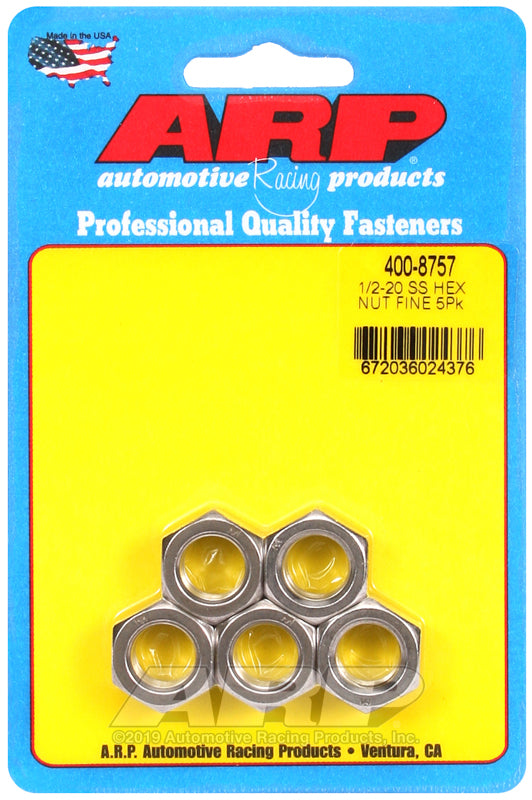1/2-20 SS HEX NUT FINE 5PK