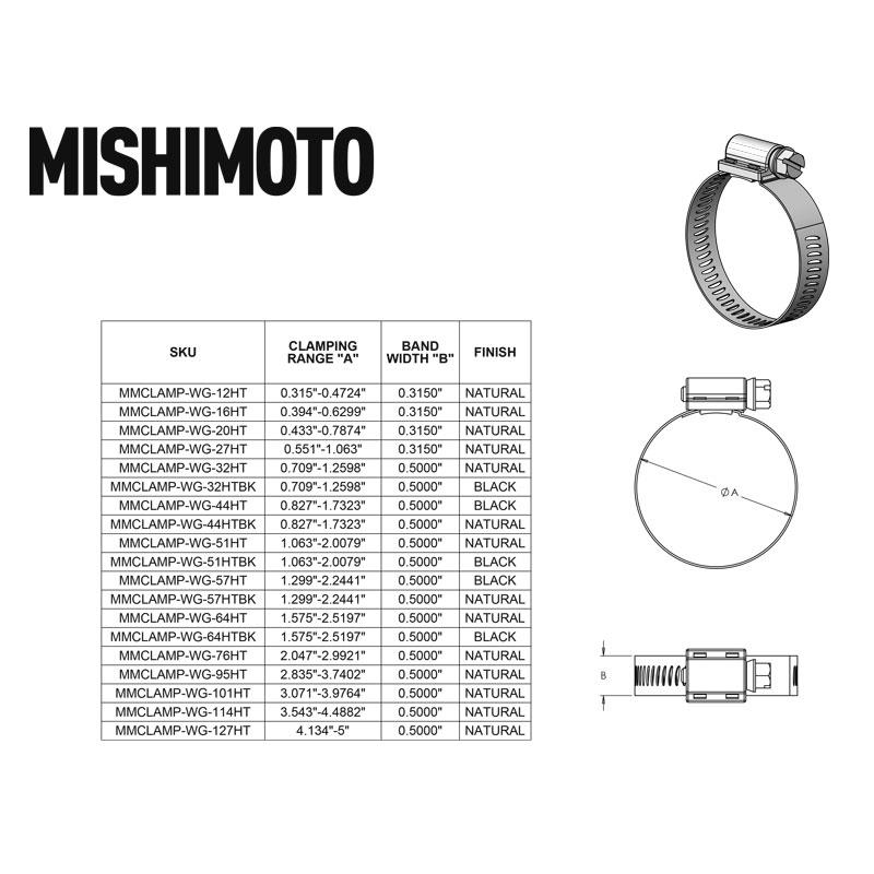 Mishimoto High-Torque Worm Gear Clamp 3.54in.-4.49in. (90mm-114mm) - Pack of 2
