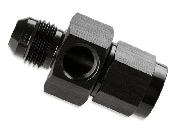 Mr. Gasket -8 AN Male To -8 AN Female Fuel Pressure Gauge Adapter with 1/8 Inch NPT Port - Black