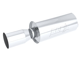 Rock-It Boomers Muffler - 2.25" Center Inlet - Single 4.5" Round Tip 6.63" Round x 14" Long Body 23.34" Overall Length