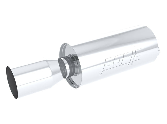 Rock-It Boomers Muffler - 2.25" Center Inlet - Single 4.5" Round Tip 6.63" Round x 14" Long Body 23.34" Overall Length