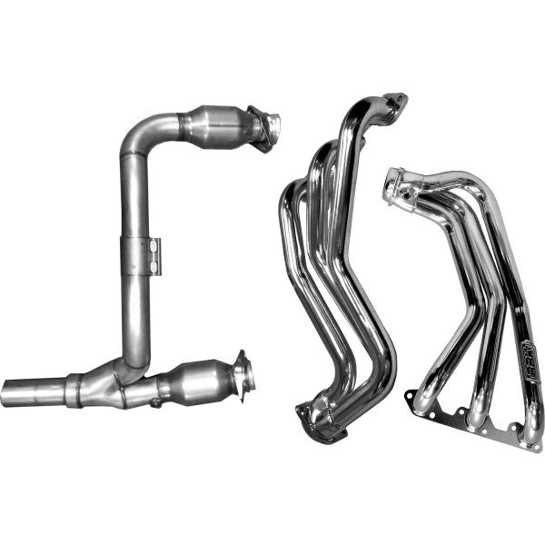 BBK 07-11 Jeep 3.8 V6 Long Tube Exhaust Headers And Y Pipe And Converters - 1-5/8 Chrome