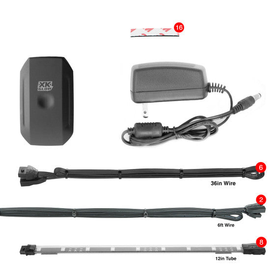 XK Glow Tubes Million Color XKCHROME App Controlled Home Indoor & Outdoor LED Light Kit 8x12In