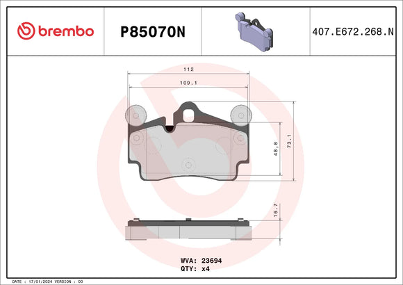 Brembo 04-09 Audi Q7/ Porsche Cayenne/ Volkswagen Touareg Rear NAO Brake Pad 95535293900