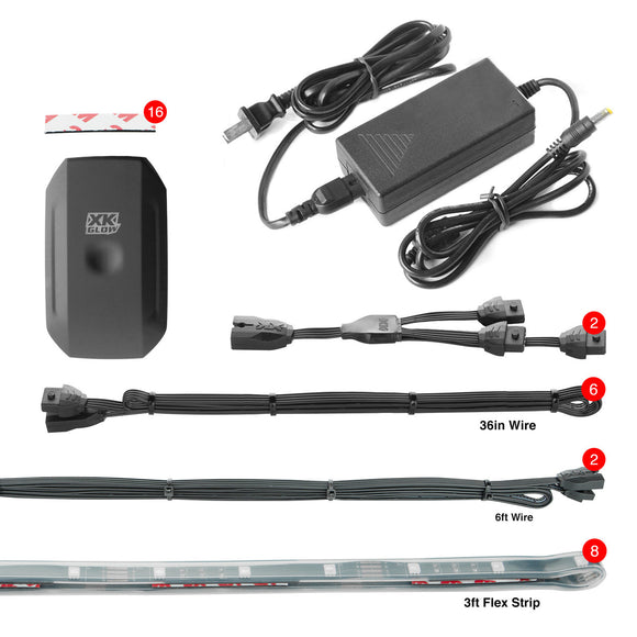 XK Glow Flex Strip Million Color XKCHROME App Controlled Home Indoor & Outdoor LED Light Kit 4x3ft