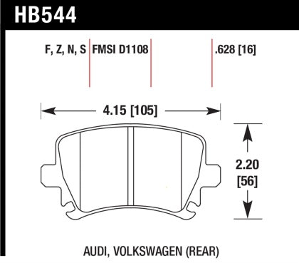 Hawk HPS Rear Brake Pad Set - VW/Audi (Many Models, Check Fitment)