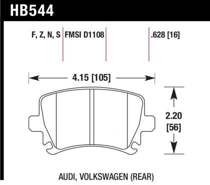 Hawk HPS Rear Brake Pad Set - VW/Audi (Many Models, Check Fitment) - 0