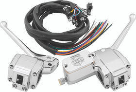 Bikers Choice 73-81 Big Twin & XL Chrome Handlebar Control Kit W/Black Switches