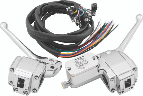 Bikers Choice 73-81 Big Twin & XL Chrome Handlebar Control Kit W/Black Switches