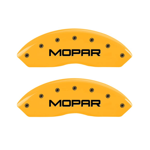 MGP 2 Caliper Covers Engraved Front Mopar Yellow Finish Black Char 2006 Jeep Wrangler