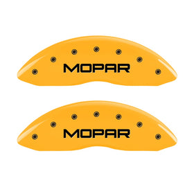 MGP Front set 2 Caliper Covers Engraved Front MOPAR Yellow finish black ch
