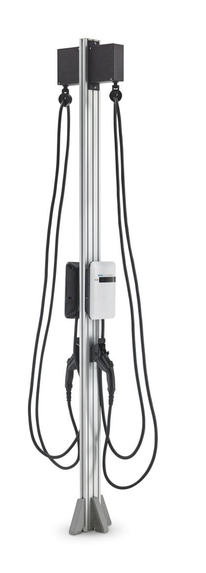 EvoCharge EVSE Dual Port Pedestal w/Retractors