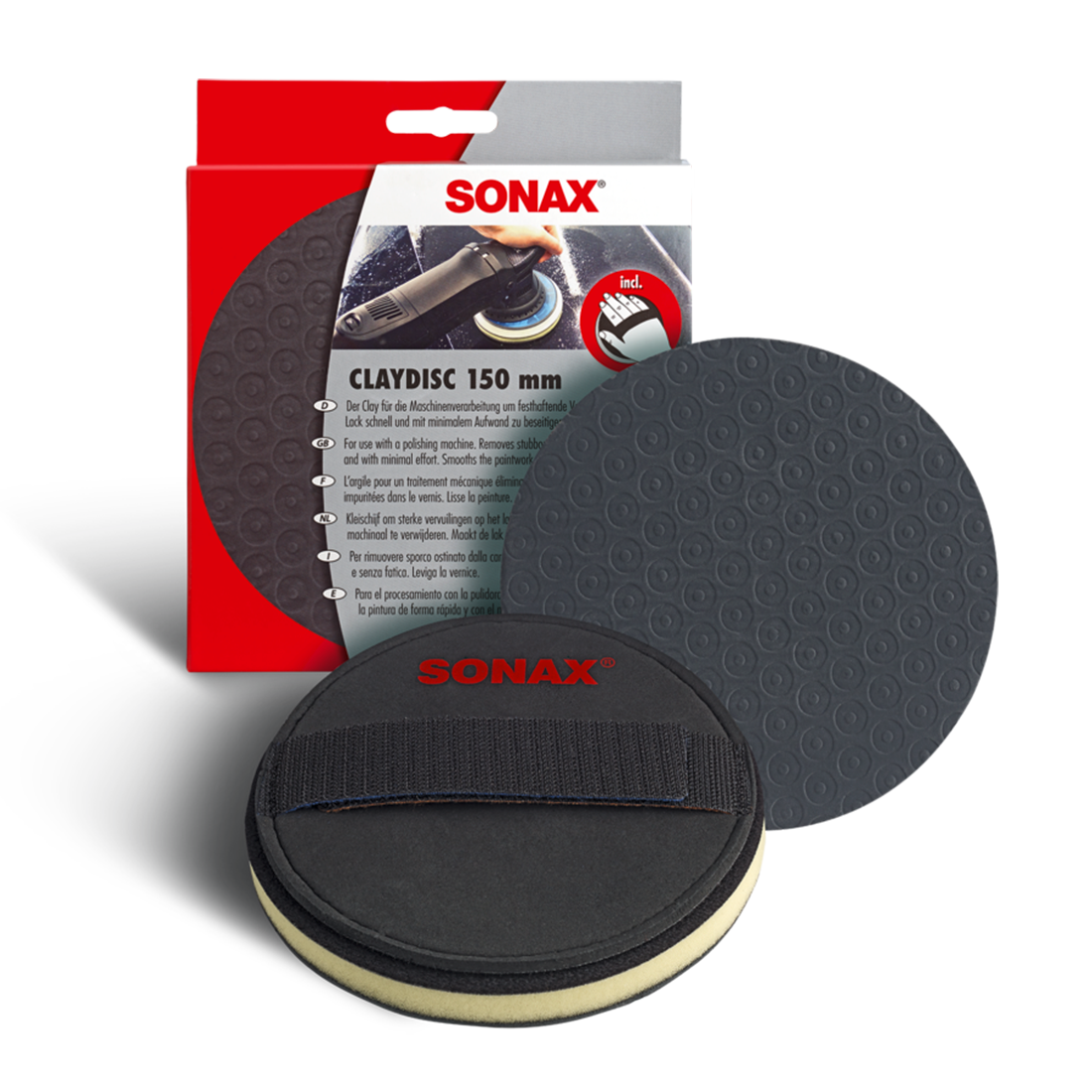 SONAX Clay Disc 150mm w Hook & Loom Velcro
