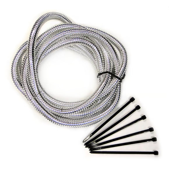Mr. Gasket Split Wiring Loom 3/8 Inch Chrome 8 Foot Length