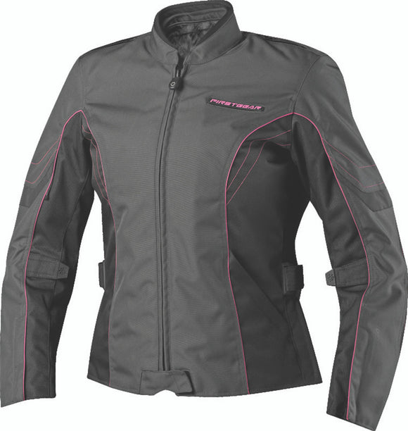 First Gear Contour Jacket Charcoal/Black/Pink Womens - Small