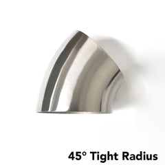 Ticon Industries 1.75in Diameter 45 Degree 1D/1.75in CLR 1mm/.039in Wall Thickness Titanium Elbow