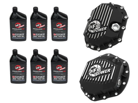aFe POWER Front & Rear Diff GUARD Package w/ Oil GM Diesel Trucks 20-25 V8 (AAM 9.25-12 & AAM 11.5/12.0-14)