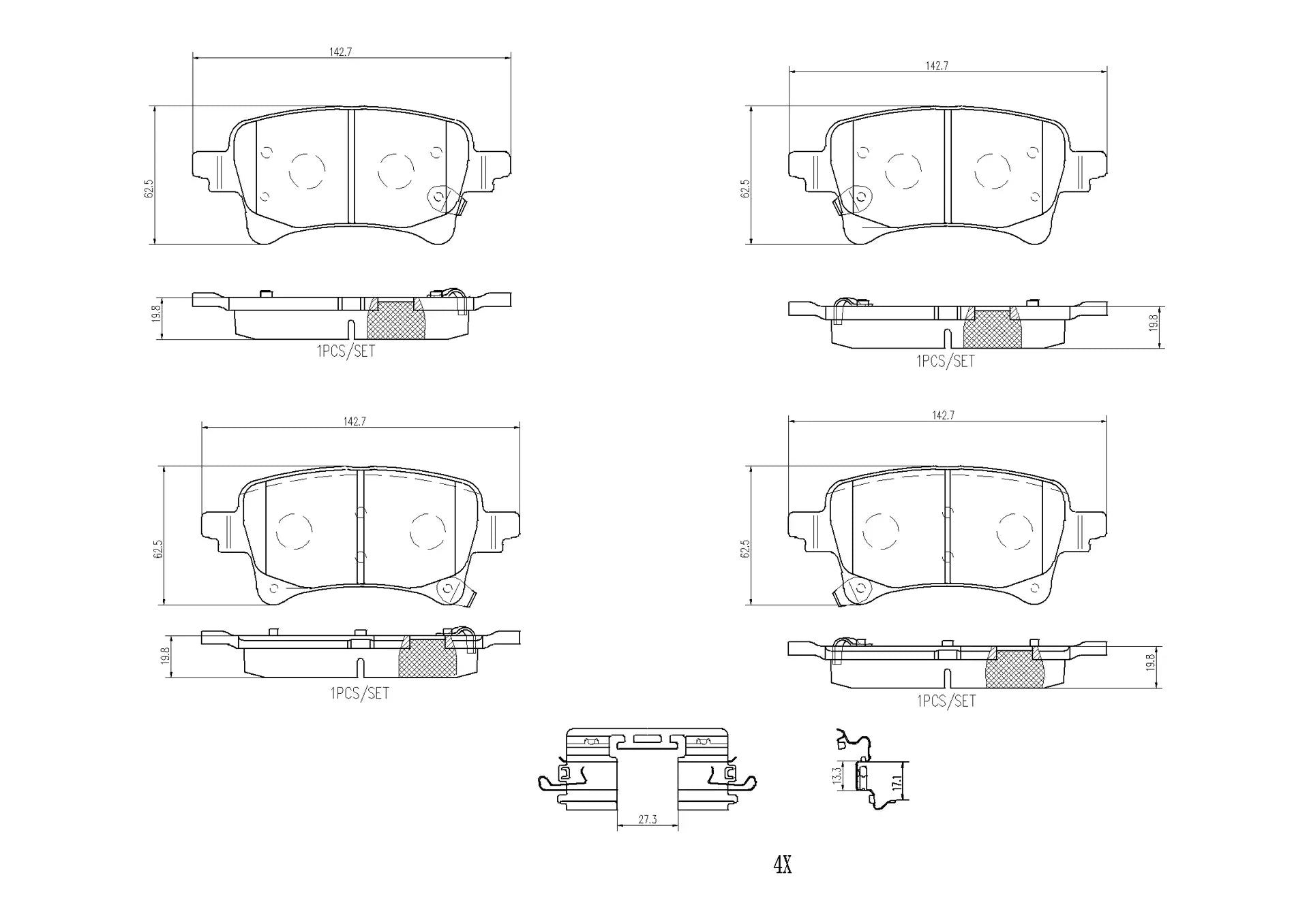 Brembo OE 20-24 Jeep Gladiator/Wrangler PRIME Ceramic Brake Pad - Rear