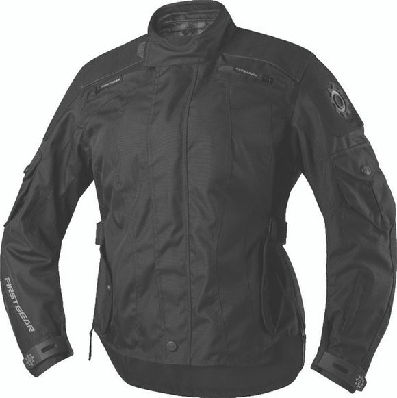First Gear Voyage Jacket Black/Grey Womens - Large