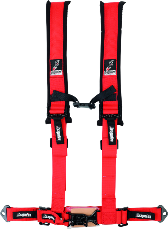 DragonFire Racing Harness- H-Style- 4-Point- 2in Buckle- Red
