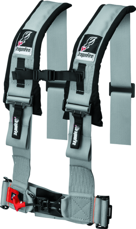 DragonFire Racing Harness H Style- 4-Point- 3in Buckle- Grey