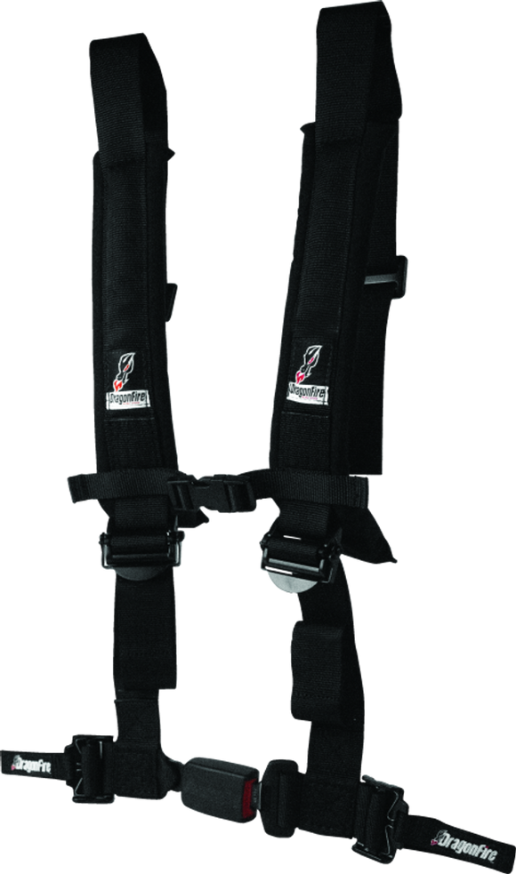 DragonFire Racing Harness H-Style- 4-Point- EZ-Adjust- 2in Buckle- Black