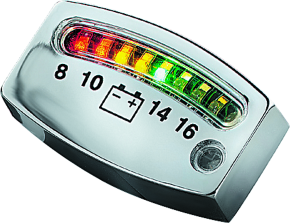 Kuryakyn LED Battery Gauge Universal Chrome