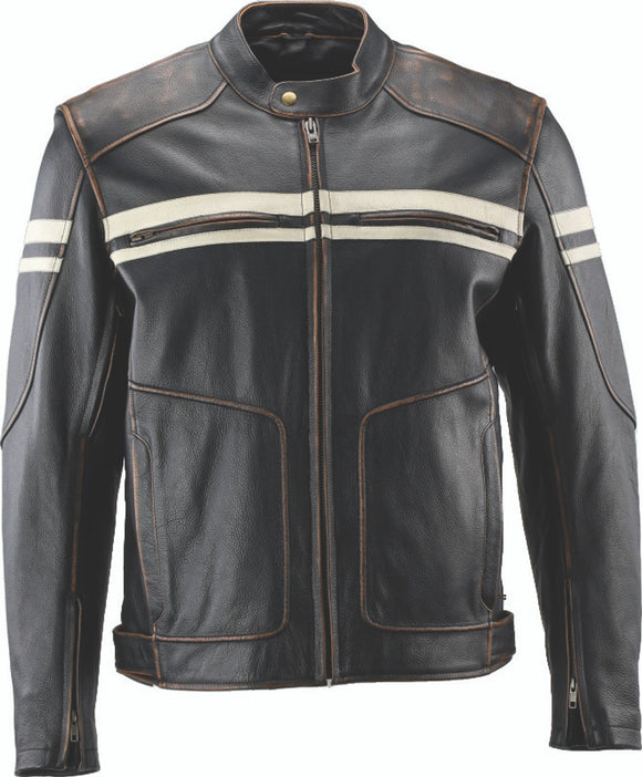 Kuryakyn Leather By River Road Hoodlum Vintage Leather Jacket Black - Large