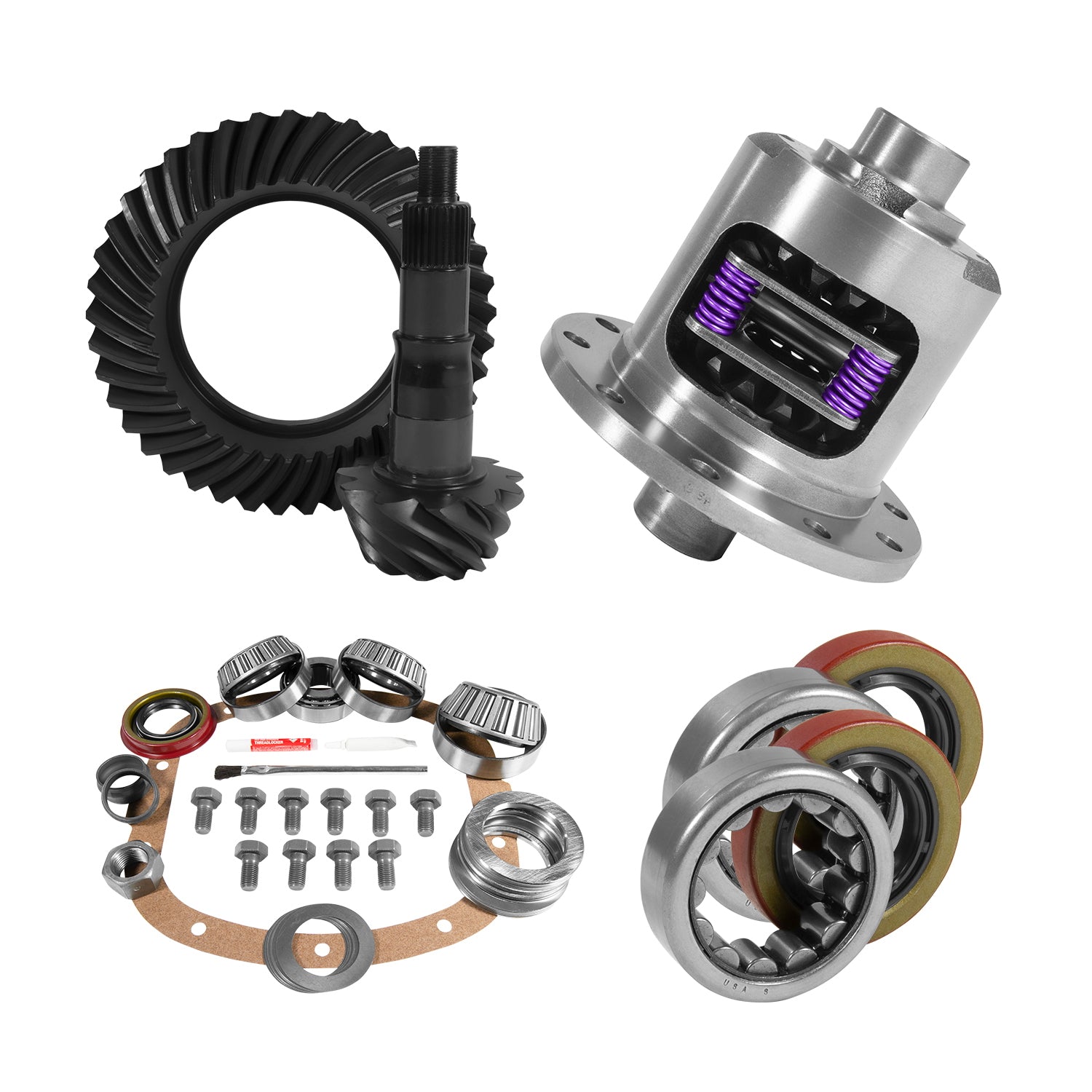 Yukon 7.5in/7.625in GM 3.23 Rear Ring & Pinion Install Kit 28 Spline Positraction Axle Bearings
