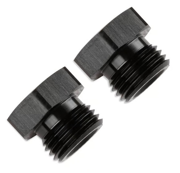 Mr Gasket -6 AN Port Plug with O-Ring Seal, Black Anodized Aluminum - 2 pieces