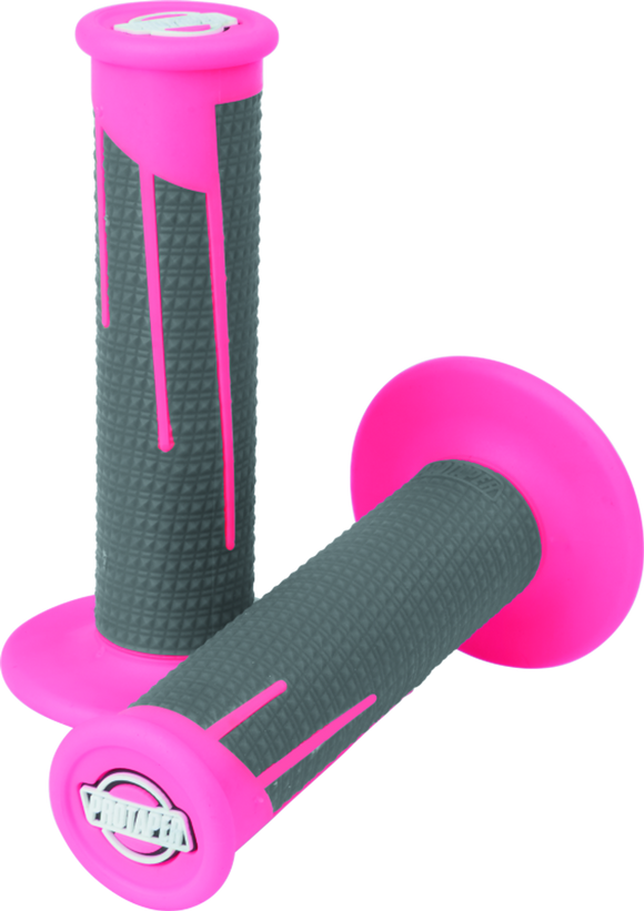ProTaper Full Diamond Clamp-On Grips - Neon Pink/Dark Gray