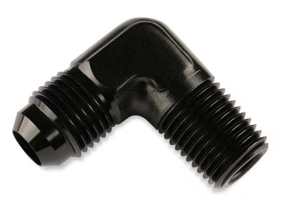 Mr. Gasket 90 Degree -8 AN To 1/2 Inch NPT Adapter - Black