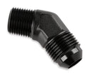 Mr. Gasket 45 Degree -8 AN To 1/4 Inch NPT Adapter - Black-1