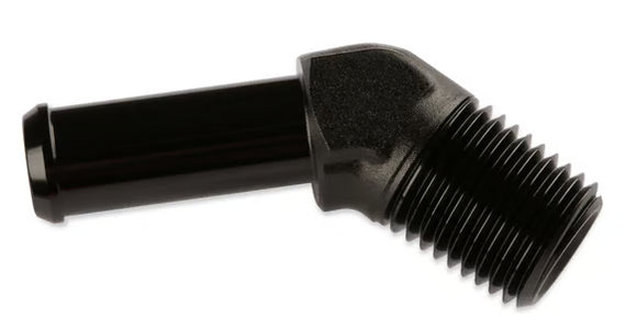 Mr. Gasket 45 Degree 3/4 Inch Hose To 3/4 Inch NPT - Black