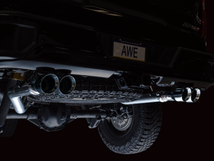AWE 0FG Catback Exhaust for Silverado ZR2/Sierra AT4X - Quad Chrome Silver Tips