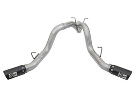 aFe ATLAS 4in DPF-Back Alum Steel Exhaust System w/Dual Exit Black Tip 2017 GM Duramax 6.6L (td) - 0
