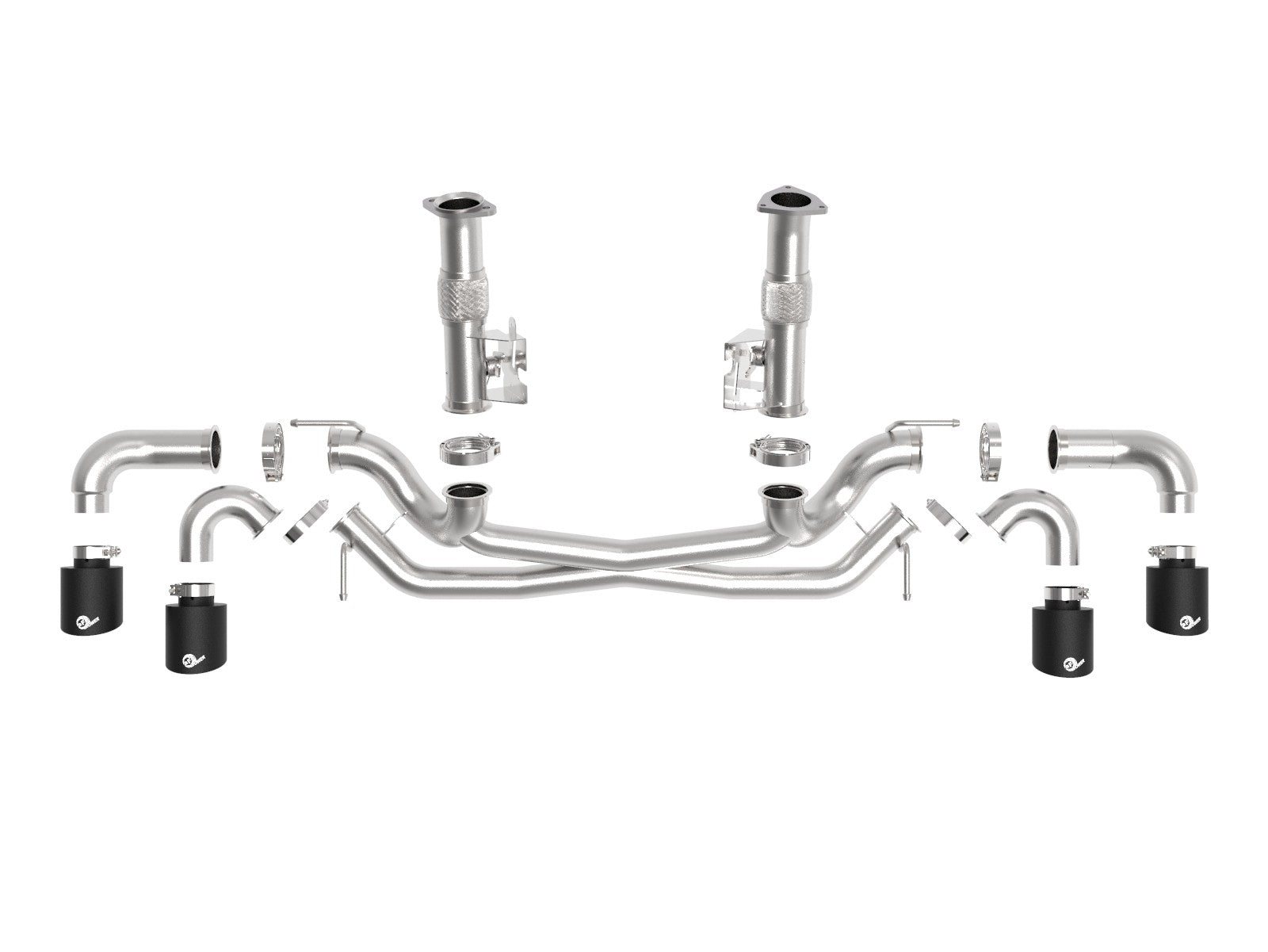 aFe MACH Force-Xp 3in to 2-1/2in 304SS Cat-Back (No Muff.) 2020 Chevy Corvette (C8) 6.2L - Black Tip - 0