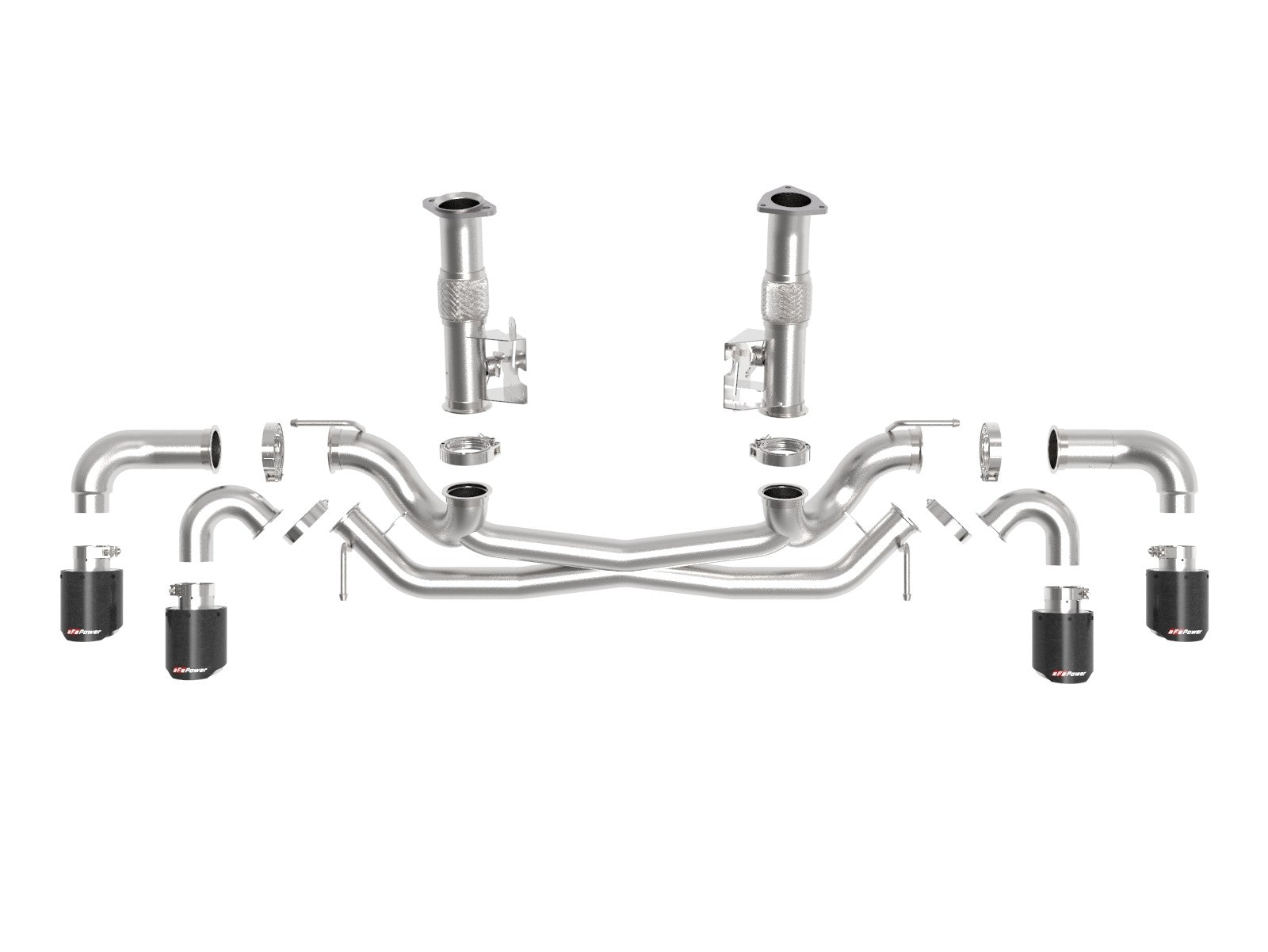 aFe MACH Force-Xp 3in to 2-1/2in 304SS Cat-Back (No Muff.) 2020 Chevy Corvette 6.2L - Carbon Tip - 0