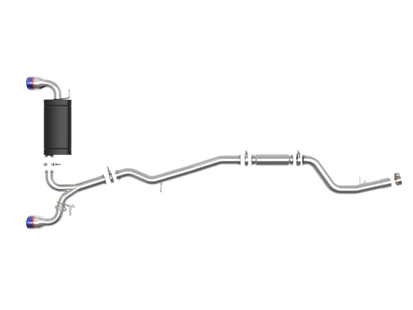 aFe POWER Takeda 2020 Toyota Supra L6-3.0L (t) 3in-2.5in 304 SS CB Exhaust Blue Flame Tips