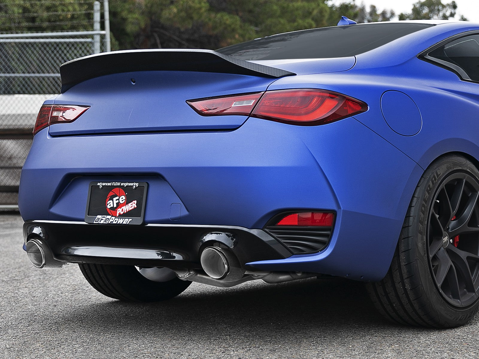 aFe POWER Takeda 2.5in 304 SS CB Exhaust w/ Carbon Fiber Tips 17-19 Infiniti Q60 V6-3.0L (tt) - 0