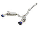 aFe Takeda 3in. to 2.5in. 304 SS C/B Exhaust 08-15 Mitsubishi EVO I4-2.0L (t) - Blue Flamed Tips-1