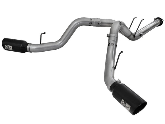 aFe Large Bore-HD 4in 409 Stainless Steel DPF-Back Exhaust w/Black Tip 15-16 Ford Diesel V8 Trucks
