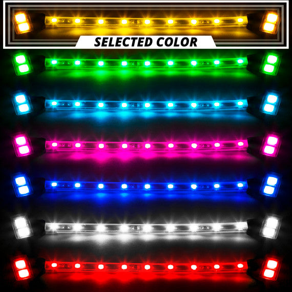 XK Glow Strips Single Color XKGLOW LED Accent Light Motorcycle Kit Amber - 8xPod + 2x8In - 0